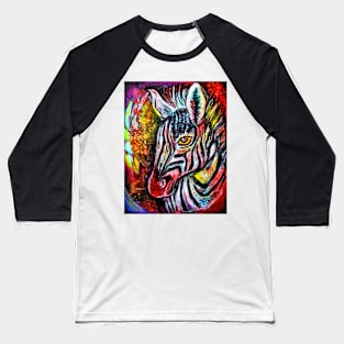 Colourful Painted Zebra Baseball T-Shirt